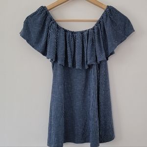 Max Jean's Navy Striped Blouse Top